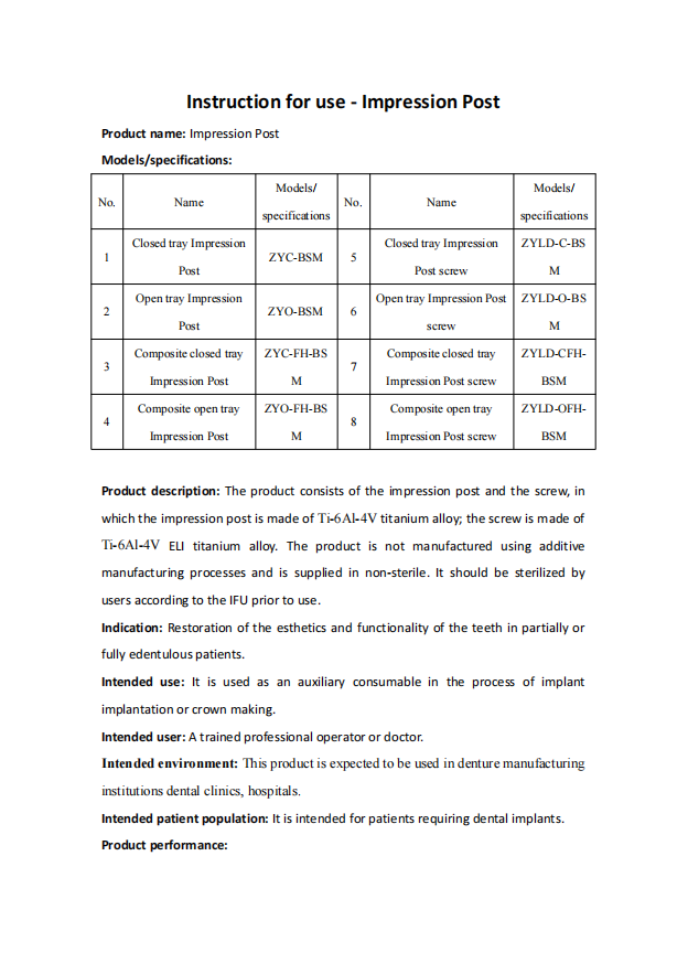 BSM_Implant_Impression Post_Instruction for use_EN 20251226